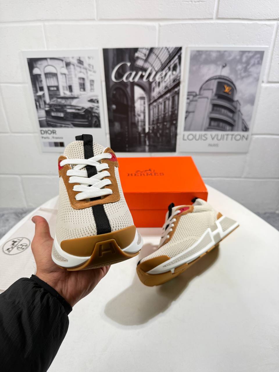 Hermes Heros Sneakers in Beige Mens Style & Comfort Best Sale UK Reps AAA Quality