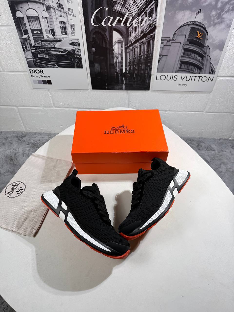 Hermes Heros Sneakers in Black Mens Style & Comfort Best Sale UK Reps AAA Quality