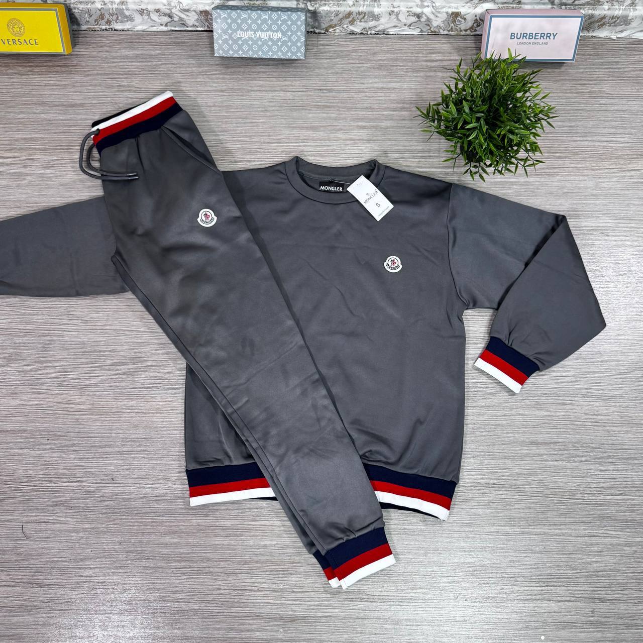 Moncler Tricolour-Trimmed Cotton Fashion Tracksuits Mens in Multiple Colors UK Reps AAA Quality