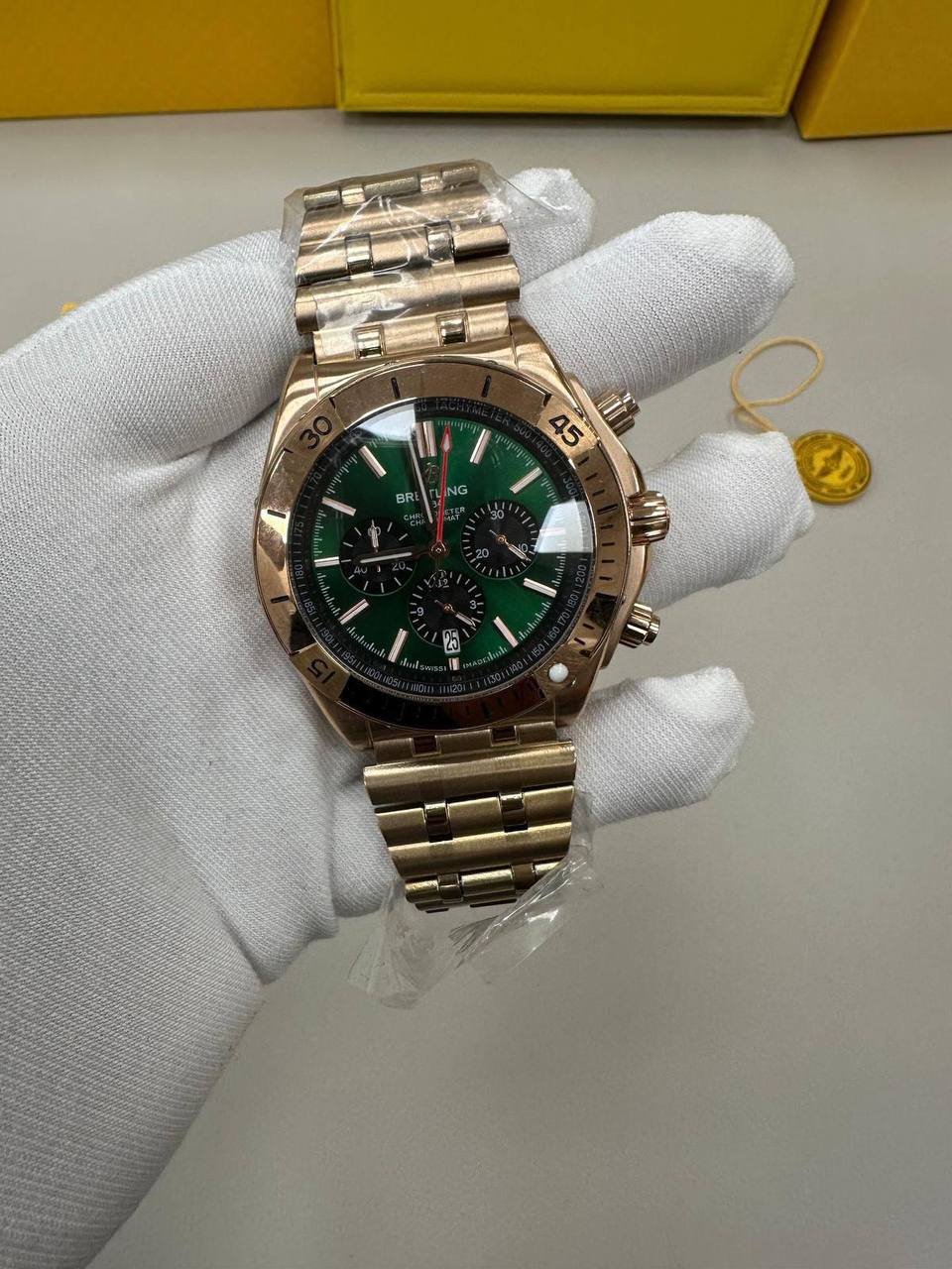 Breitling Chronomat B01 Chronograph Green Dial Rose Gold Bracelet Mens Watch Best Sale UK Reps AAA Quality