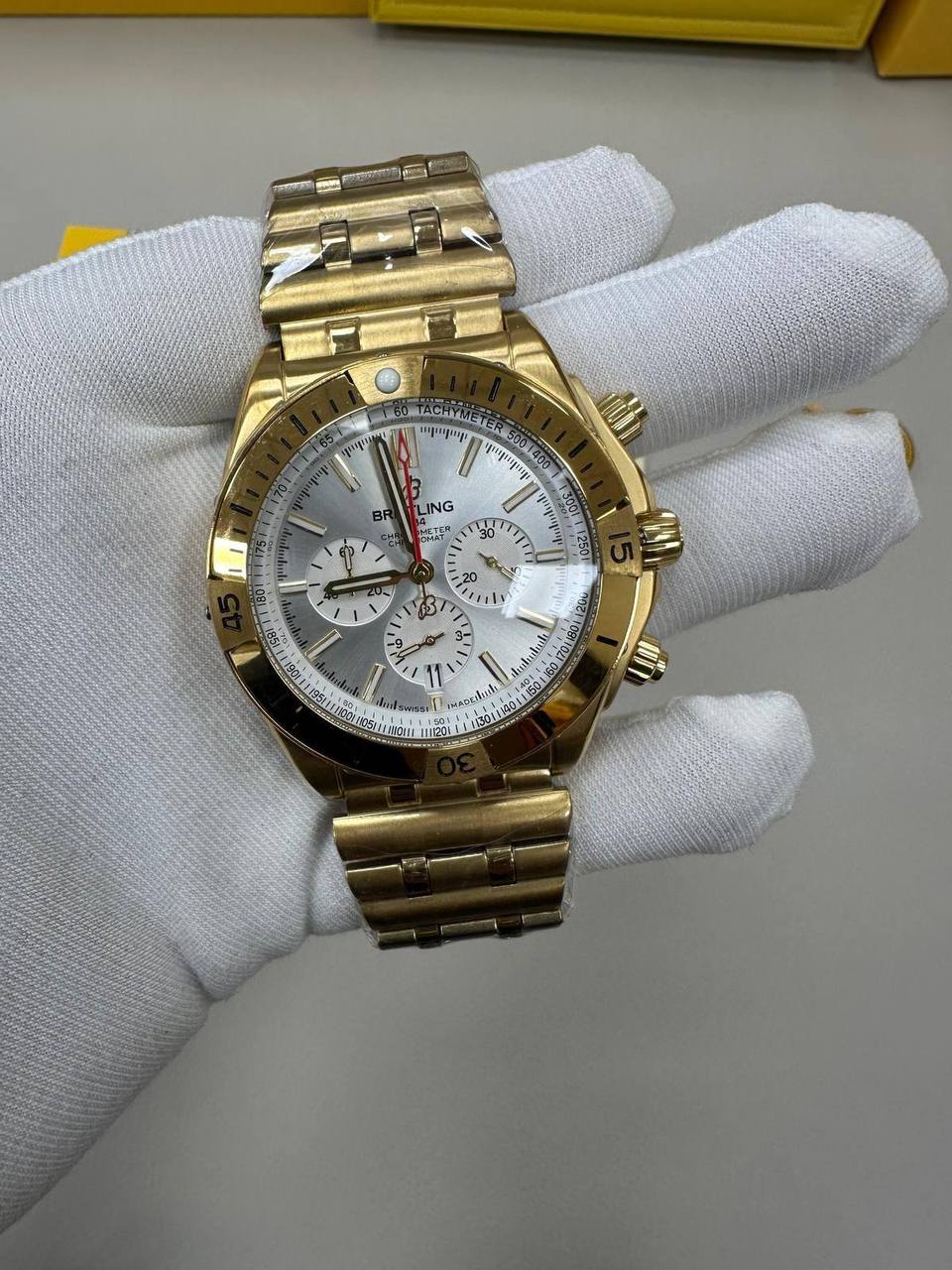 Breitling Chronomat B01 Chronograph White Dial Golden Bracelet Mens Watch Best Sale UK Reps AAA Quality