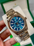 Rolex Sky-Dweller Rose Gold Blue Dial Oyster Bracelet Mens Watch Best Sale UK Reps AAA Quality