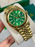 Rolex Sky-Dweller Yellow Gold Green Dial Jubilee Bracelet Mens Watch Best Sale UK Reps AAA Quality