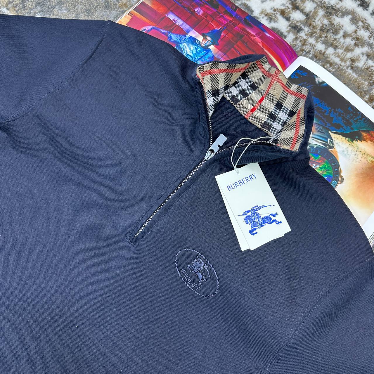 Burberry Signature Check Half-Zip Sweatshirt Mens in Multiple Colors Best Sale UK Reps AAA Quality
