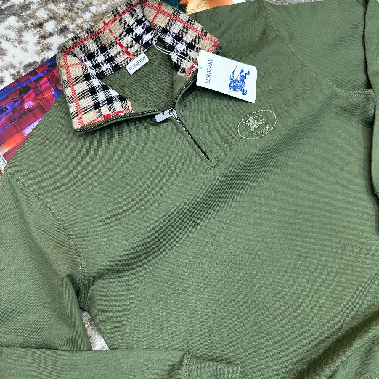 Burberry Signature Check Half-Zip Sweatshirt Mens in Multiple Colors Best Sale UK Reps AAA Quality