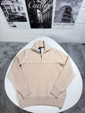 Louis Vuitton Ribbed Wool Half-Zip Jumpers Mens in Beige Color Best Sale UK Reps AAA Quality