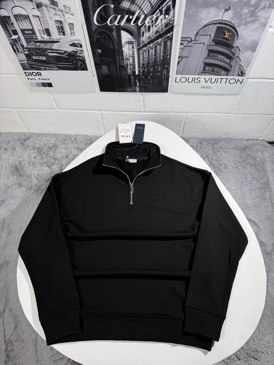 Christian Dior CD Icon Collared Half Zip Cotton Mens Jumpers in 2 Colors Best Sale UK Reps AAA Quality