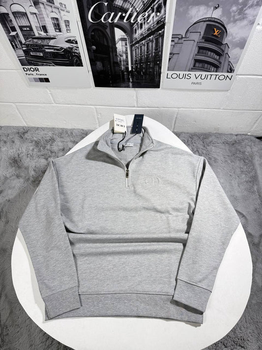 Christian Dior CD Icon Collared Half Zip Cotton Mens Jumpers in 2 Colors Best Sale UK Reps AAA Quality