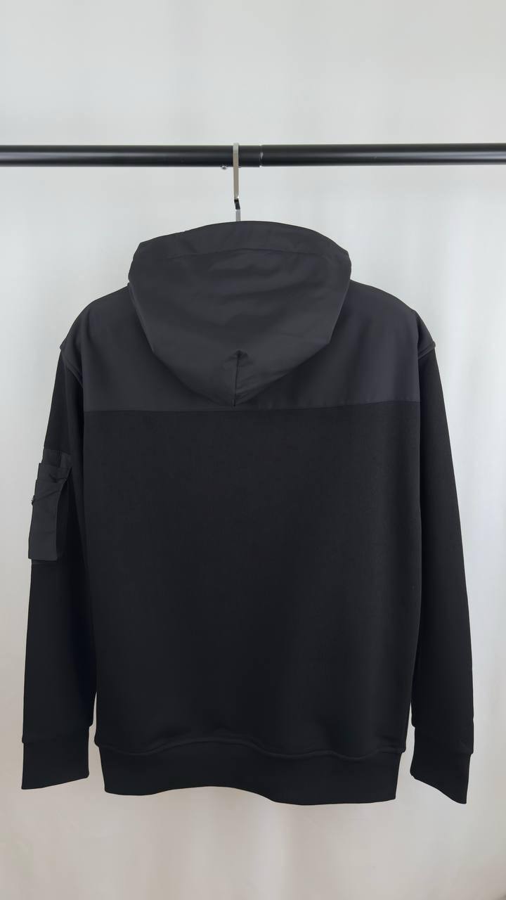 Prada Triangle-Logo Cotton & Re-Nylon Hoodie Mens in 2 Colors UK Reps AAA Quality
