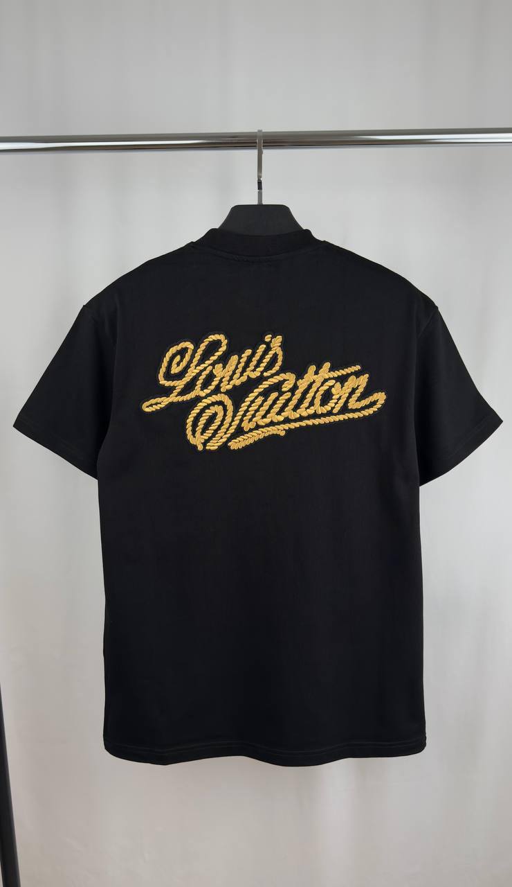 Louis Vuitton Embroidered Signature Ready to Wear Short Sleeve T-Shirt Mens in 2 Colors Best Sale UK Reps AAA Quality
