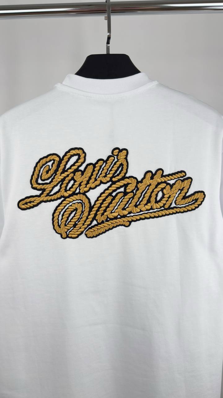 Louis Vuitton Embroidered Signature Ready to Wear Short Sleeve T-Shirt Mens in 2 Colors Best Sale UK Reps AAA Quality