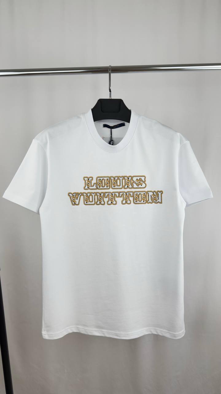 Louis Vuitton Letter Logo Short Sleeve T-Shirt Mens in 2 Colors Best Sale UK Reps AAA Quality