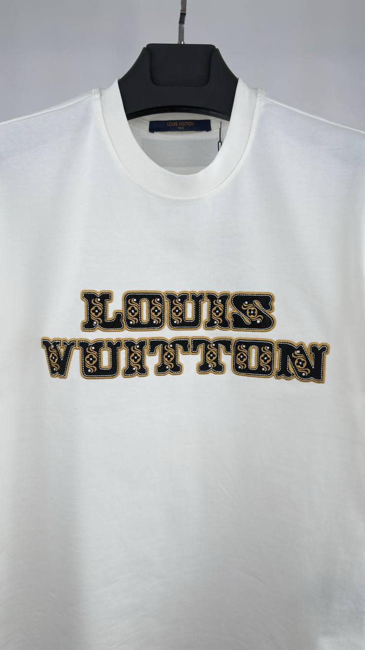 Louis Vuitton Letter Logo Short Sleeve T-Shirt Mens in 2 Colors Best Sale UK Reps AAA Quality