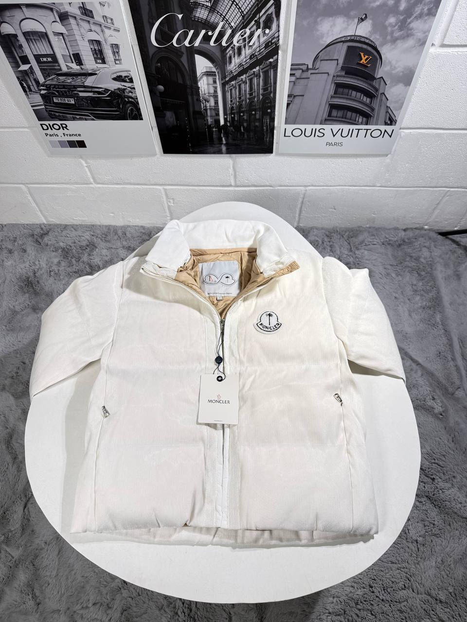 Moncler Maya 70 Jacket by Palm Angels Mens in White Color Best Sale UK Reps AAA Quality