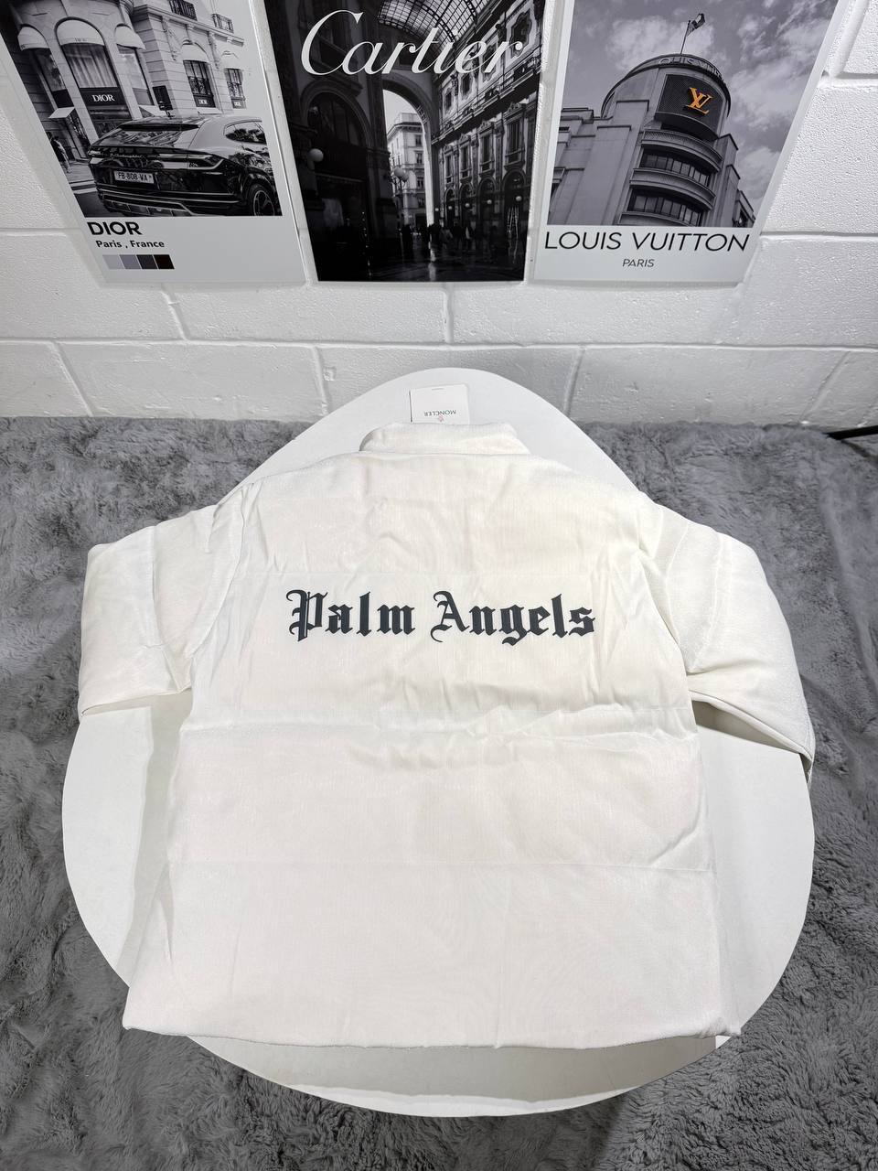 Moncler Maya 70 Jacket by Palm Angels Mens in White Color Best Sale UK Reps AAA Quality