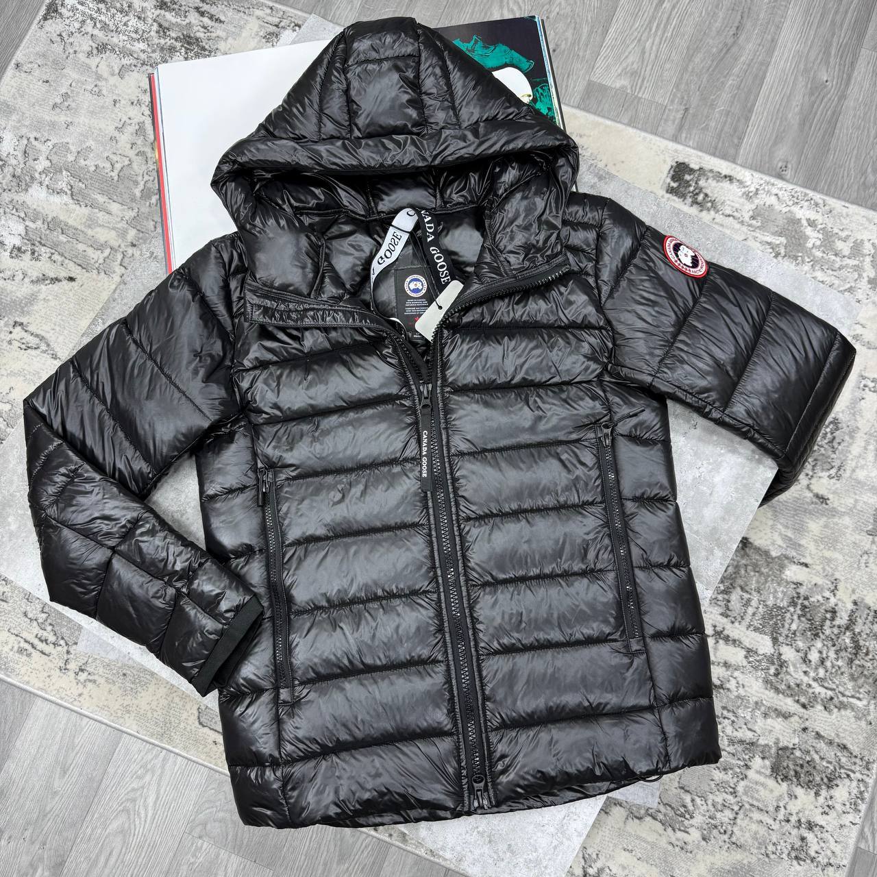 Canada Goose Crofton Logo Black Jacket Mens Best Sale UK Reps AAA Quality