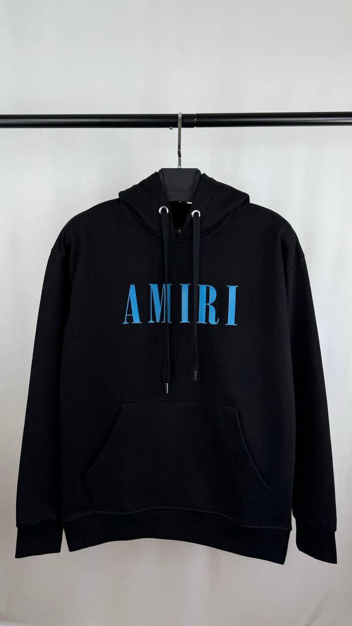 Amiri Core Logo in Black with a Carolina Blue Logo Hoodie Mens UK Reps AAA Quality