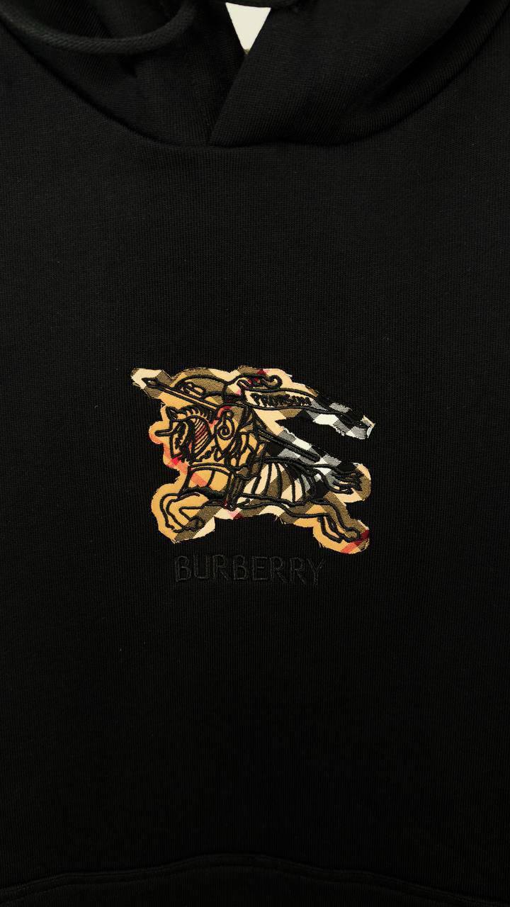 Burberry EKD Check Logo Patch in Black Mens Hoodie UK Reps AAA Quality