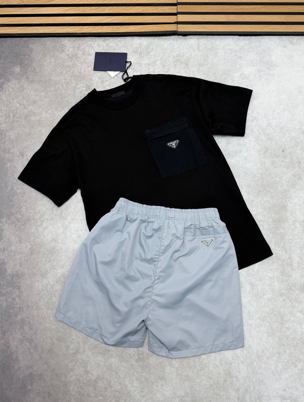 Prada Re-Nylon Pocket T-Shirts & Shorts Sets Men's Multiple Colors UK Reps AAA Quality