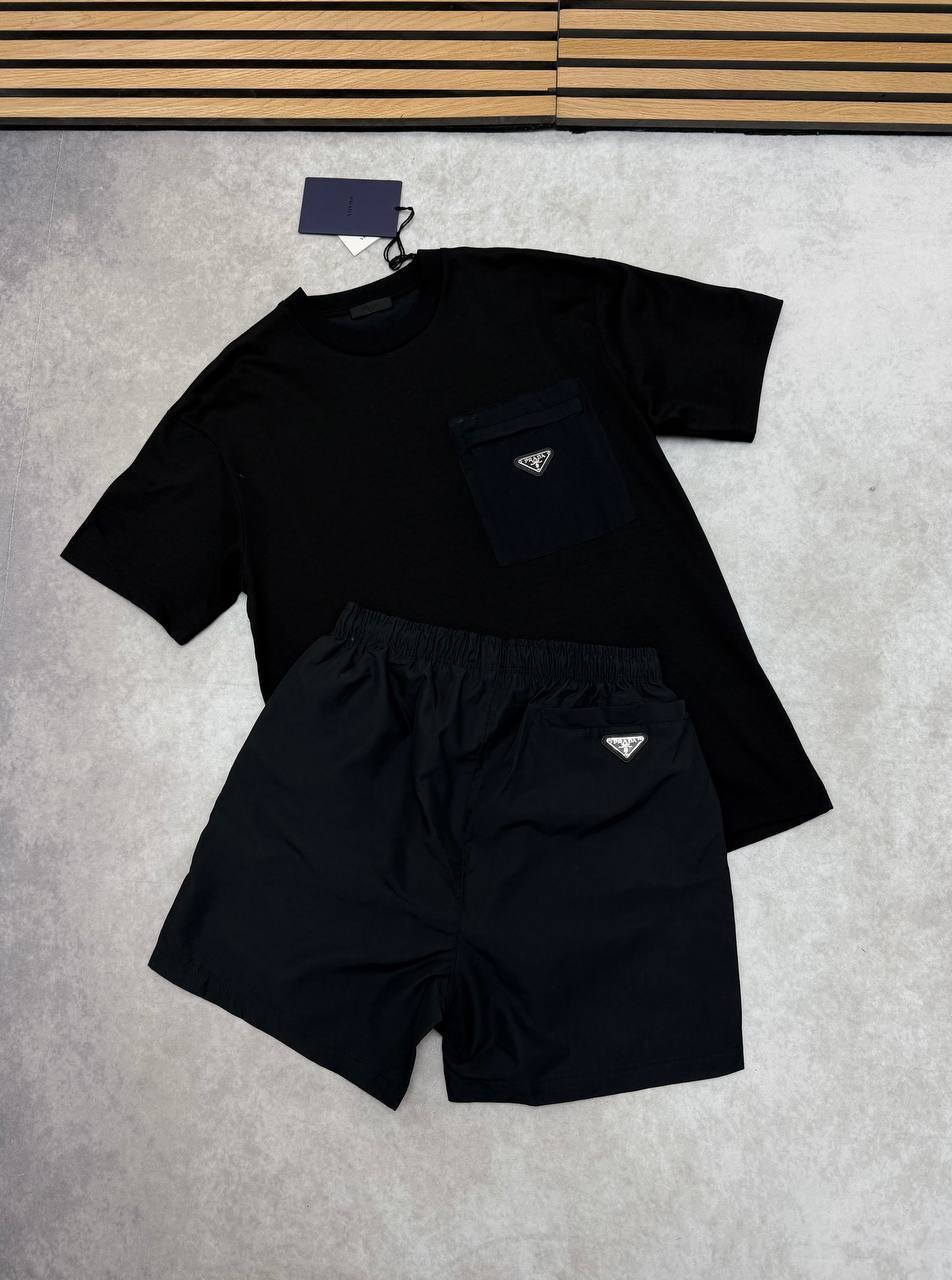 Prada Re-Nylon Pocket T-Shirts & Shorts Sets Men's Multiple Colors UK Reps AAA Quality