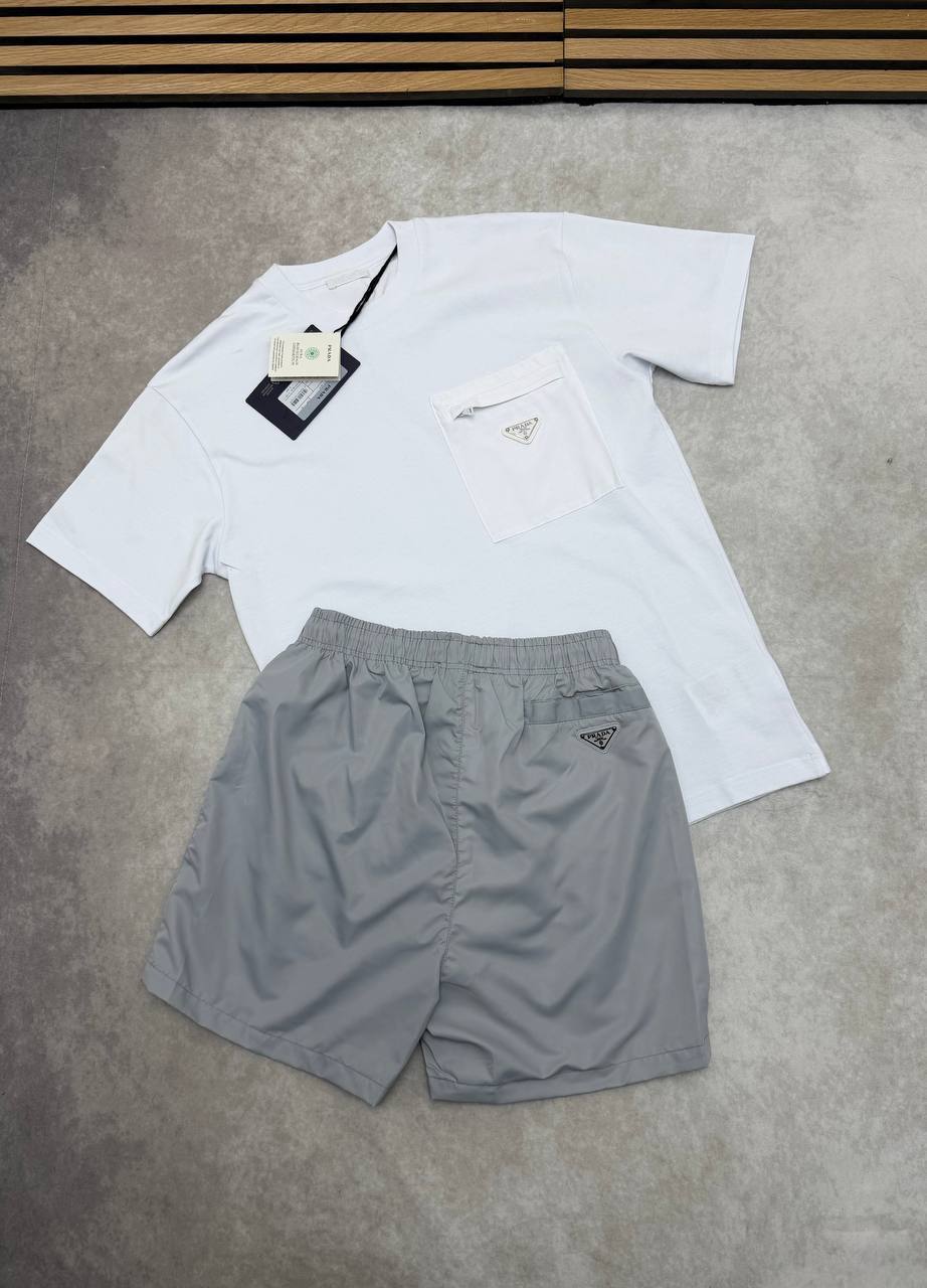 Prada Re-Nylon Pocket T-Shirts & Shorts Sets Men's Multiple Colors UK Reps AAA Quality