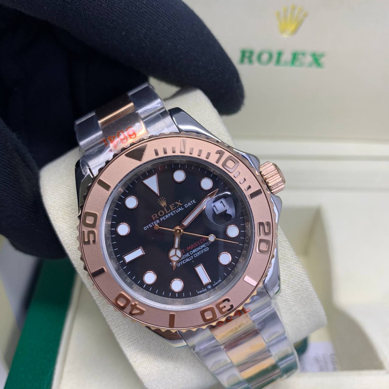 Rolex Yacht-Master Everose Rolesor with Black Dial Mens Watches UK Reps AAA Quality