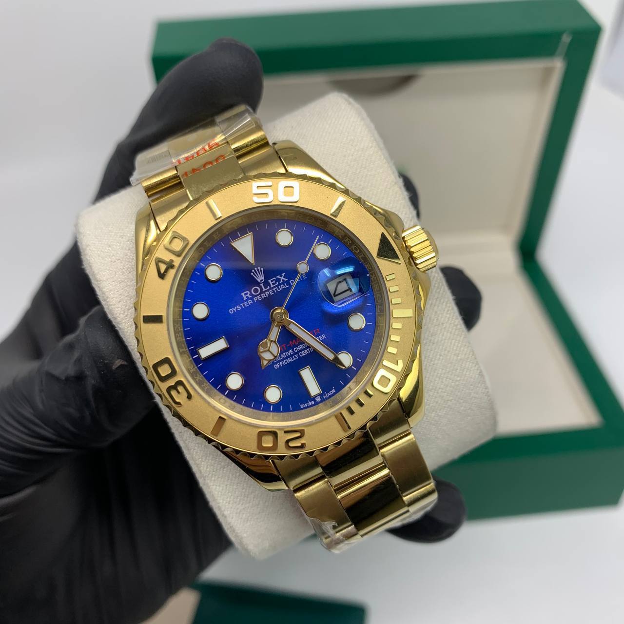 Rolex Yacht-Master Yellow Gold with Sunray Blue Dial Mens Watches UK Reps AAA Quality