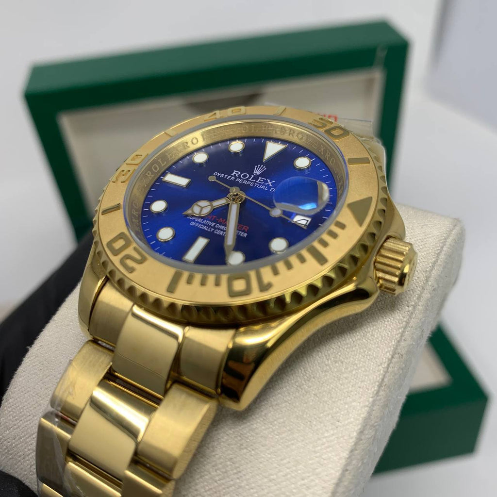 Rolex Yacht-Master Yellow Gold with Sunray Blue Dial Mens Watches UK Reps AAA Quality