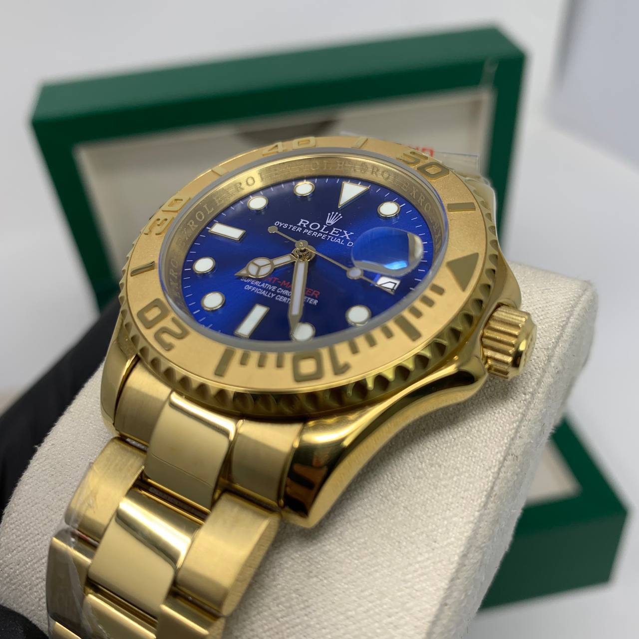 Rolex Yacht-Master Yellow Gold with Sunray Blue Dial Mens Watches UK Reps AAA Quality