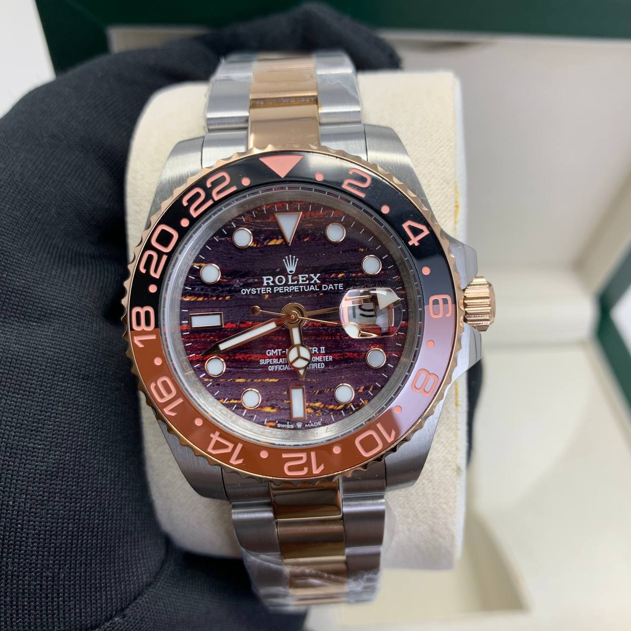 Rolex GMT-Master II Root Beer with Custom Sunset Dial Watches Mens AAA Quality UK Reps