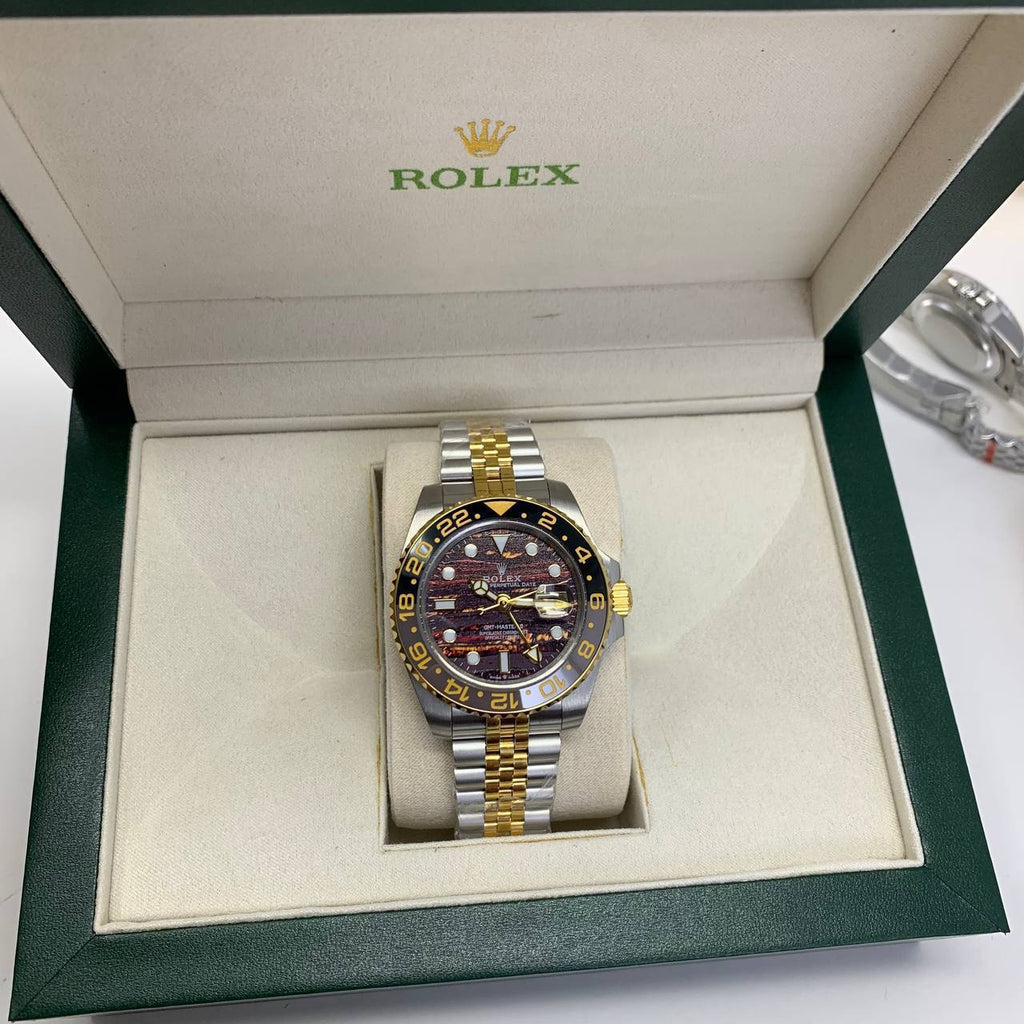 Rolex GMT-Master II Yellow Rolesor with Custom Sunset Dial Watches Mens AAA Quality UK Reps