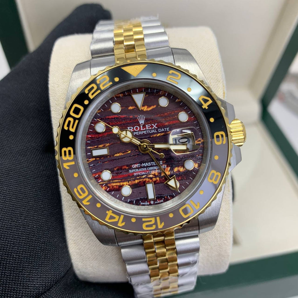 Rolex GMT-Master II Yellow Rolesor with Custom Sunset Dial Watches Mens AAA Quality UK Reps