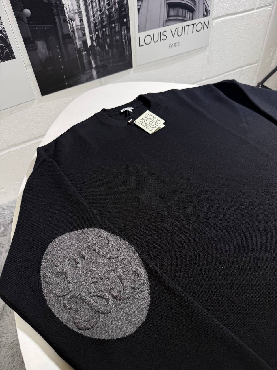 Loewe Anagram Patch Crewneck Mens Jumpers Black UK Reps AAA Quality