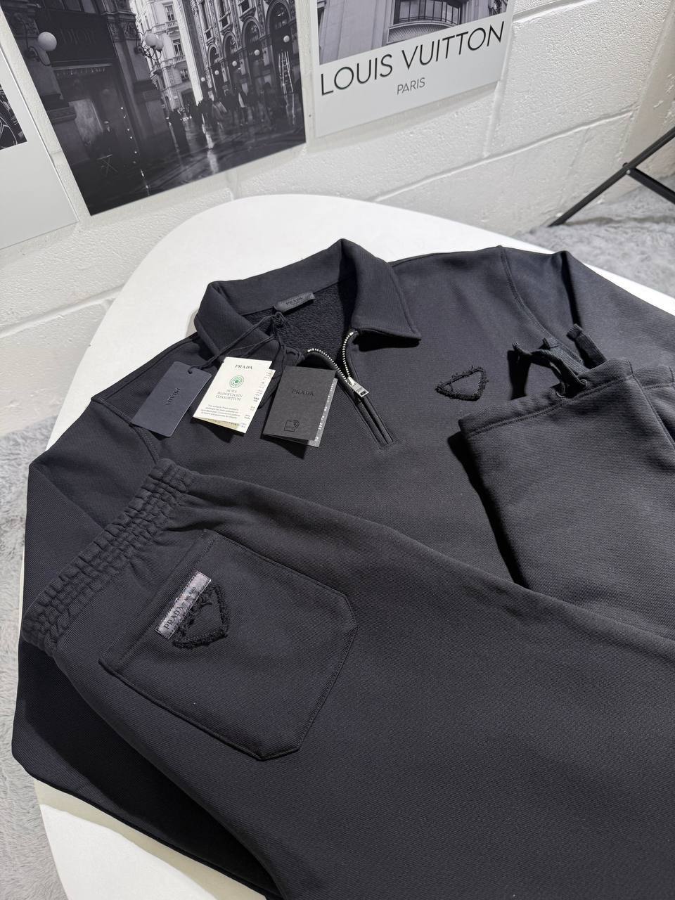Prada Quarter-Zip Fleece Mens Tracksuits in 2 Colors UK Reps AAA Quality