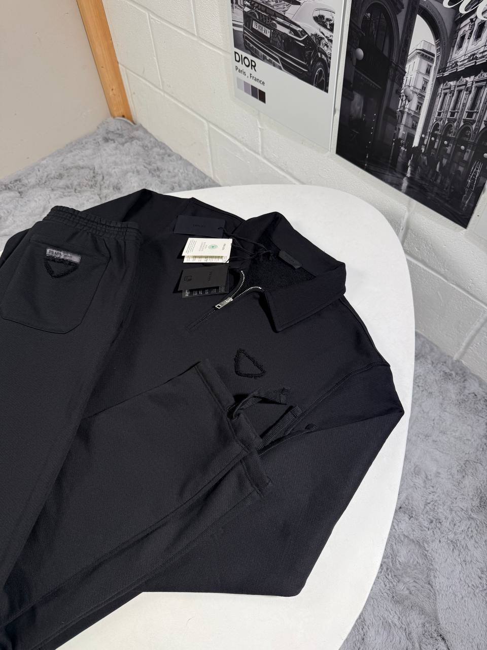 Prada Quarter-Zip Fleece Mens Tracksuits in 2 Colors UK Reps AAA Quality