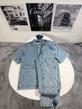 Louis Vuitton Denim Workwear Blue Mens Tracksuit UK Reps AAA Quality
