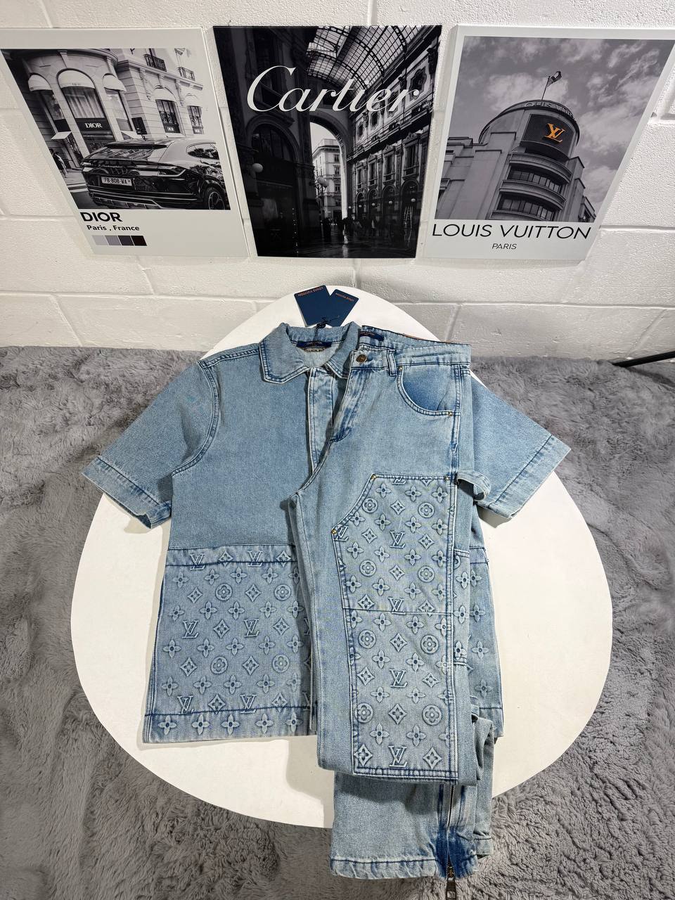 Louis Vuitton Denim Workwear Blue Mens Tracksuit UK Reps AAA Quality