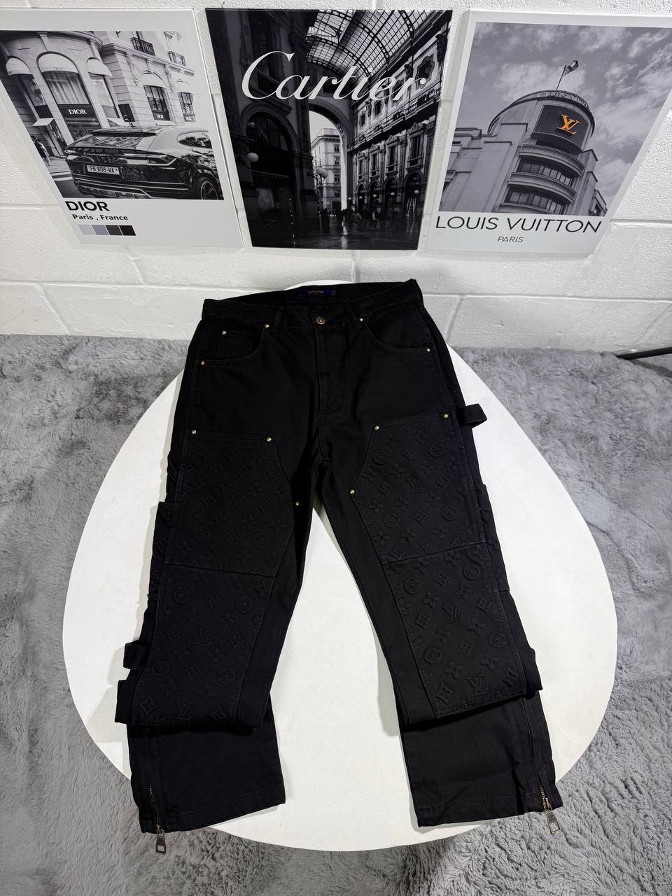 Louis Vuitton Denim Workwear Black Mens Tracksuit UK Reps AAA Quality