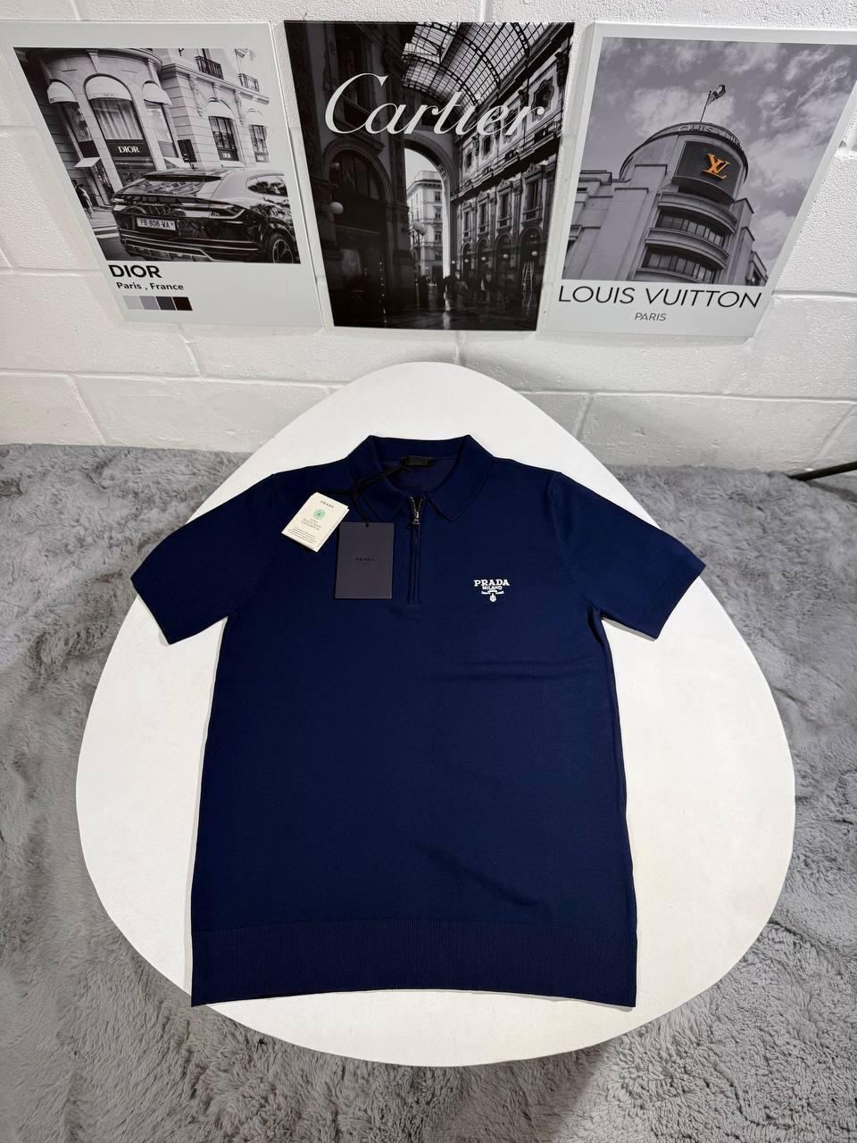 Prada Half-Zip Wool Polo Shirts Mens in 2 Colors UK Reps AAA Quality