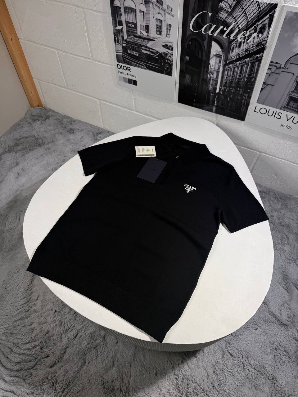 Prada Half-Zip Wool Polo Shirts Mens in 2 Colors UK Reps AAA Quality