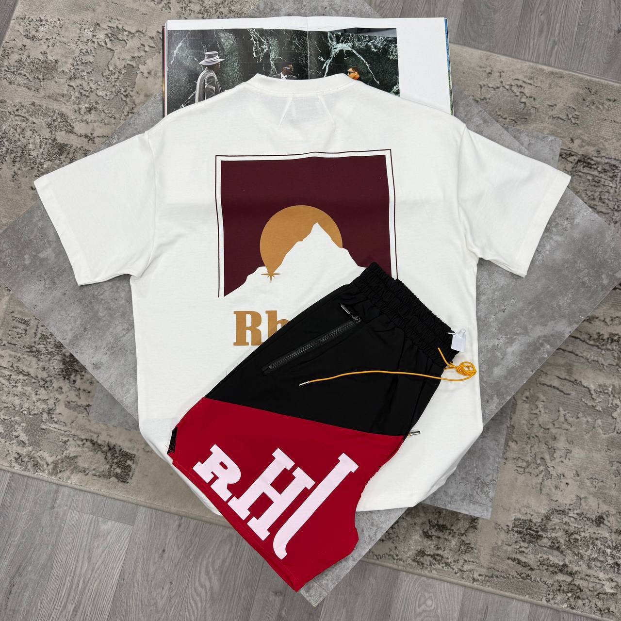 Rhude Moonlight Logo Graphic T-Shirts & Shorts Set in Multiple Colors UK Reps AAA Quality