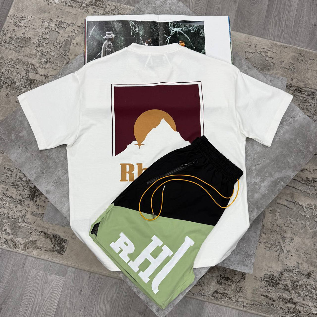 Rhude Moonlight Logo Graphic T-Shirts & Shorts Set in Multiple Colors UK Reps AAA Quality