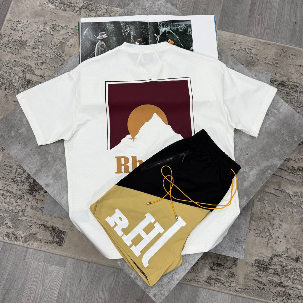 Rhude Moonlight Logo Graphic T-Shirts & Shorts Set in Multiple Colors UK Reps AAA Quality