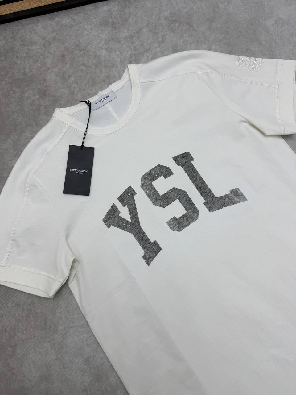 Saint Laurent YSL Logo Cotton Mens T-Shirts in 2 Colors UK Reps AAA Quality
