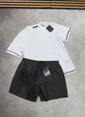 Louis Vuitton Pearl-Embellished Set Mens T-Shirt & Shorts in White & Grey UK Reps AAA Quality