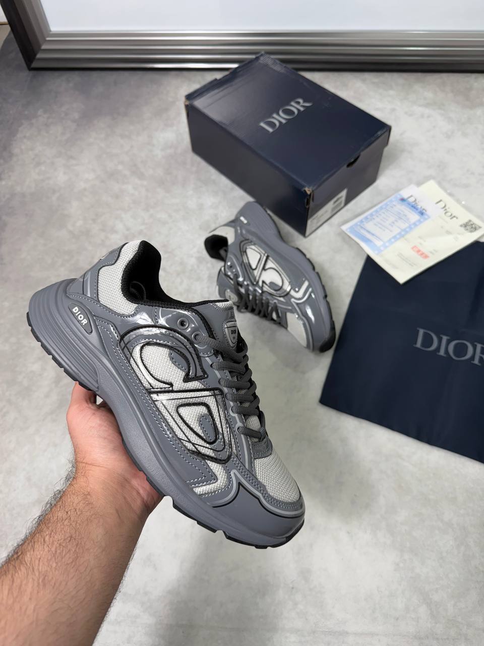 Dior B30 Grey Mesh and Technical Fabric Mens Trainers UK Reps AAA Quality