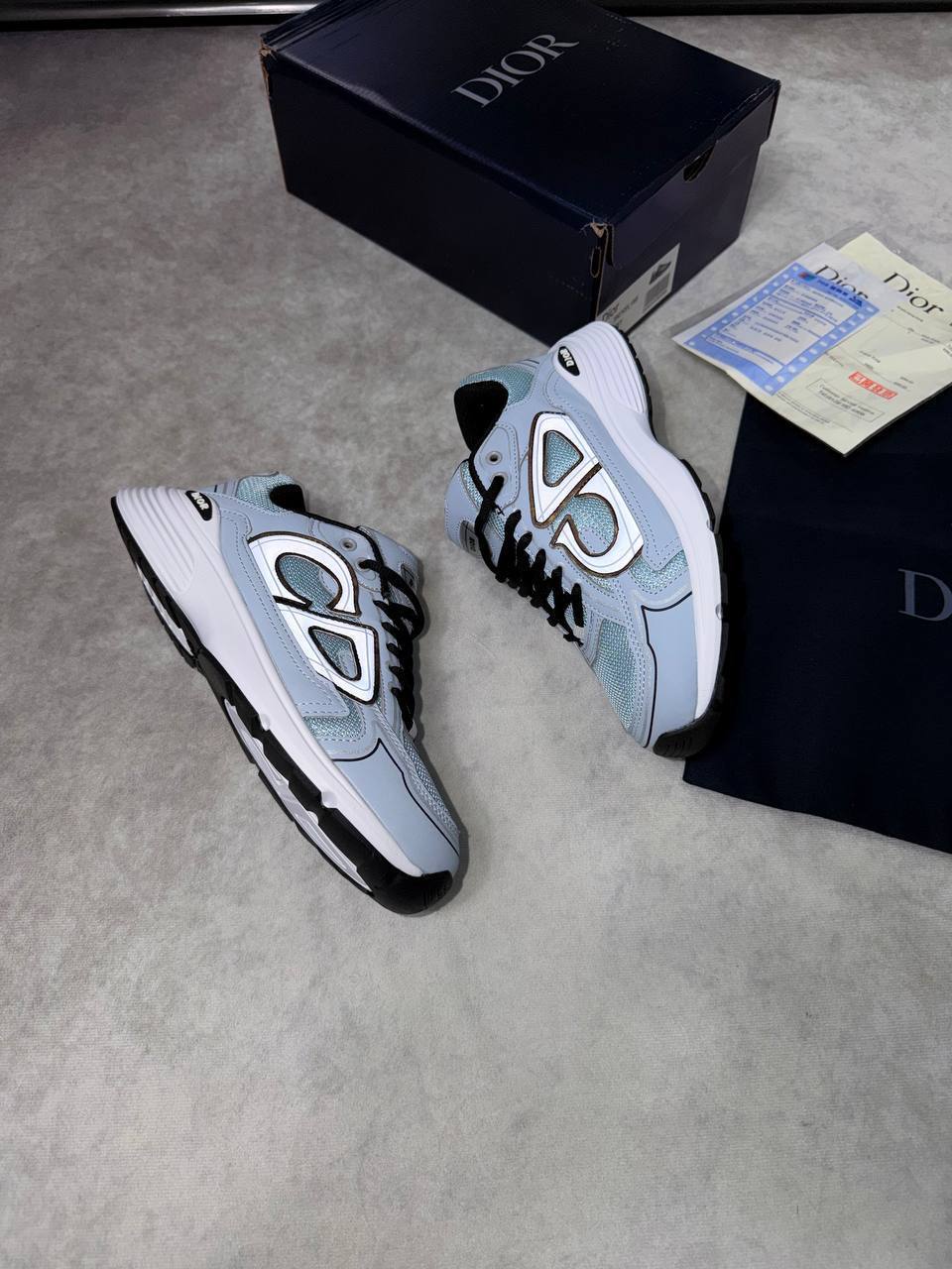 Dior B30 Blue Mesh and Grey Technical Fabric Mens Trainers UK Reps AAA Quality