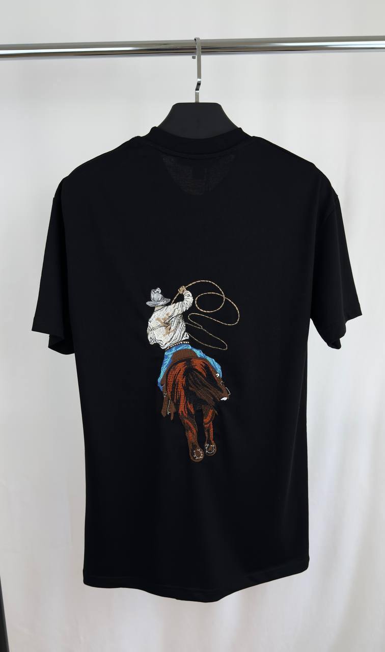 Louis Vuitton Cowboy Graphic T-Shirt Mens in 2 Colors Best Sale UK Reps AAA Quality