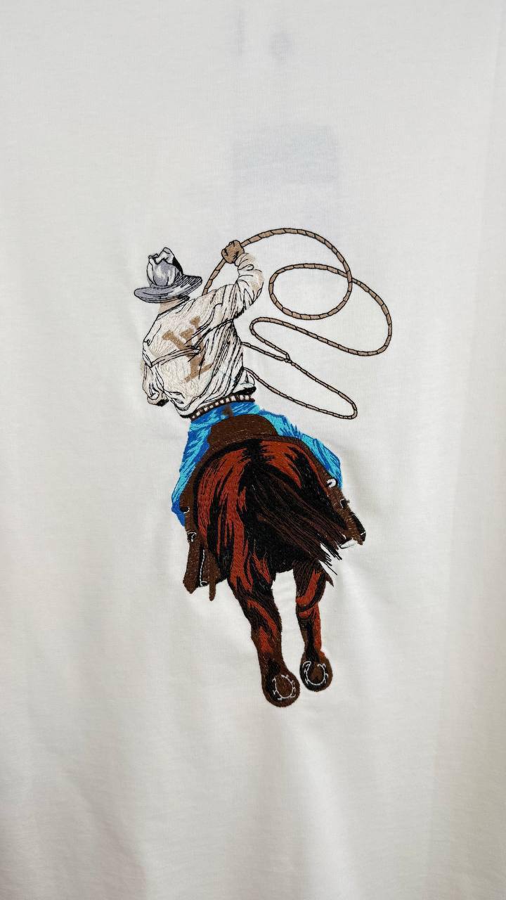 Louis Vuitton Cowboy Graphic T-Shirt Mens in 2 Colors Best Sale UK Reps AAA Quality