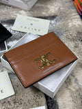 Celine Triomphe Shiny Calfskin Card Holder Mens in Brown Color Best Sale UK Reps AAA Quality